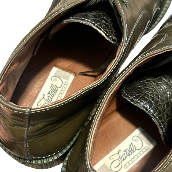 FRATELLI Men's Green Croc Embossed Leather Square Toe Lace Up Dress Shoe-Sz 9.5 - Picture 8 of 14